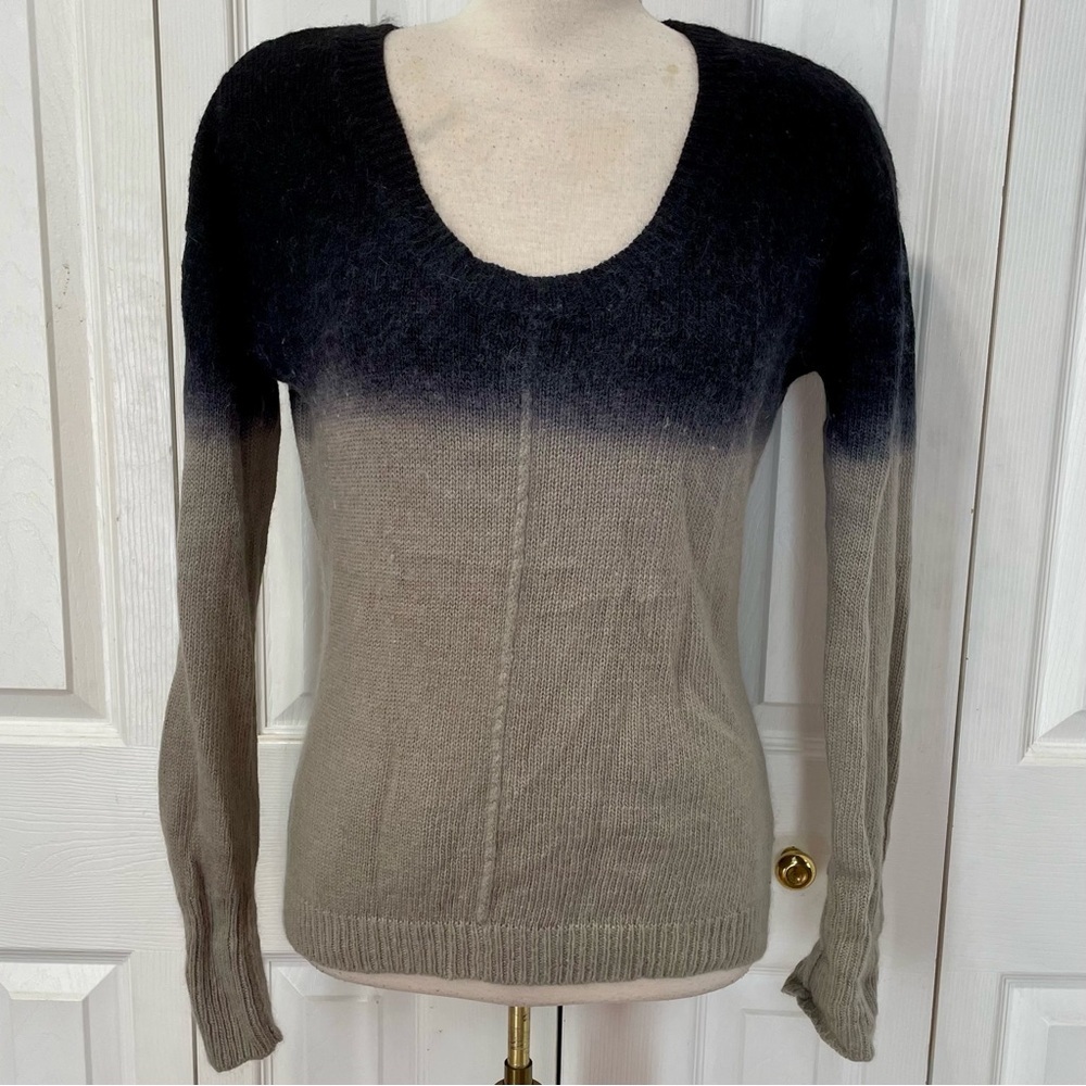 Olivia Sky Black and Gray Ombre Angora Cashmere Sweater